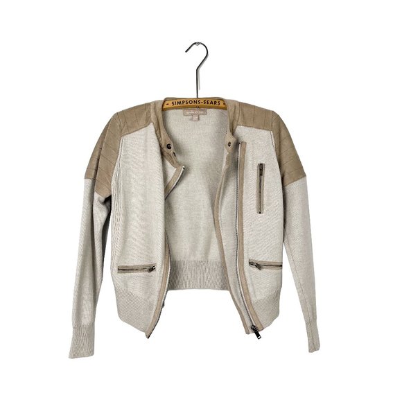 Banana Republic Merino & Suede Moto Sweater - Picture 1 of 6